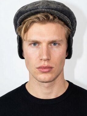 Magill Corduroy Flat Cap with Ear Flaps Men's Charcoal Gray